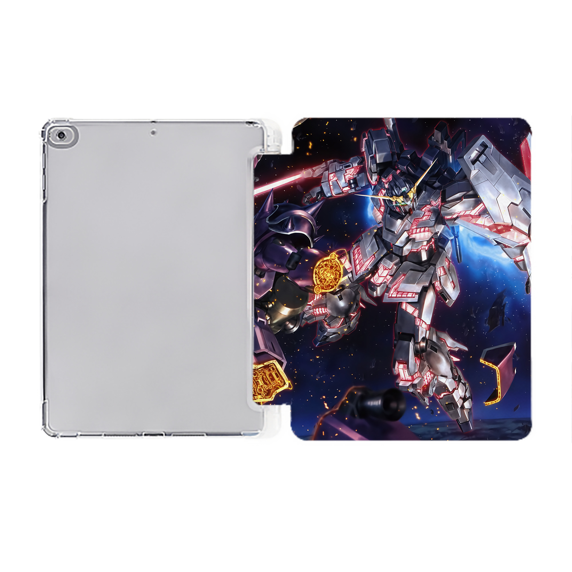 （画像用） 機動戦士ガンダム Mobile Suit Gundam IPad ケース ペン収納付き 三つ折りスタンド PUレザー×シリコン 対応機種9.5/10.5/10.9インチ